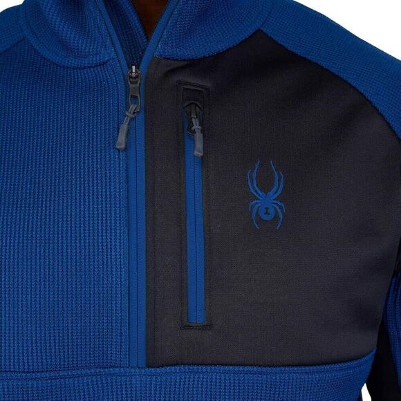 Spyder Men's Jacket Bandit Blue X-Large Half Zip Gait Knit Pullover Fleece - Picture 8 of 12